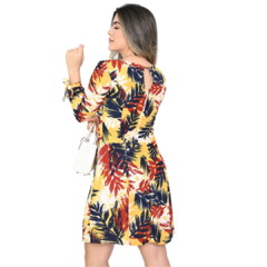 Vestido Raquel Midi em Crepe GGT com Manga 3/4 e Saia Evasê - comprar online