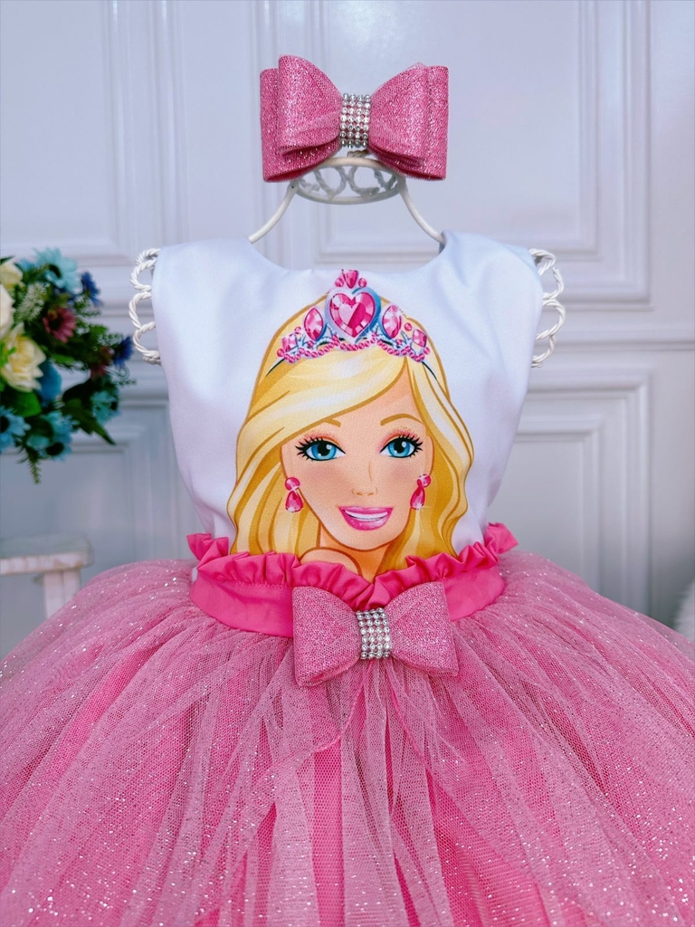 Vestido Infantil Barbie Rosa - Aura Baby- roupas para bebês