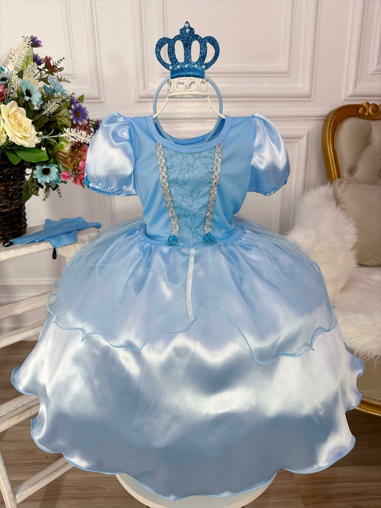 Vestido Princesa Cinderela Infantil com Acessórios + Anágua