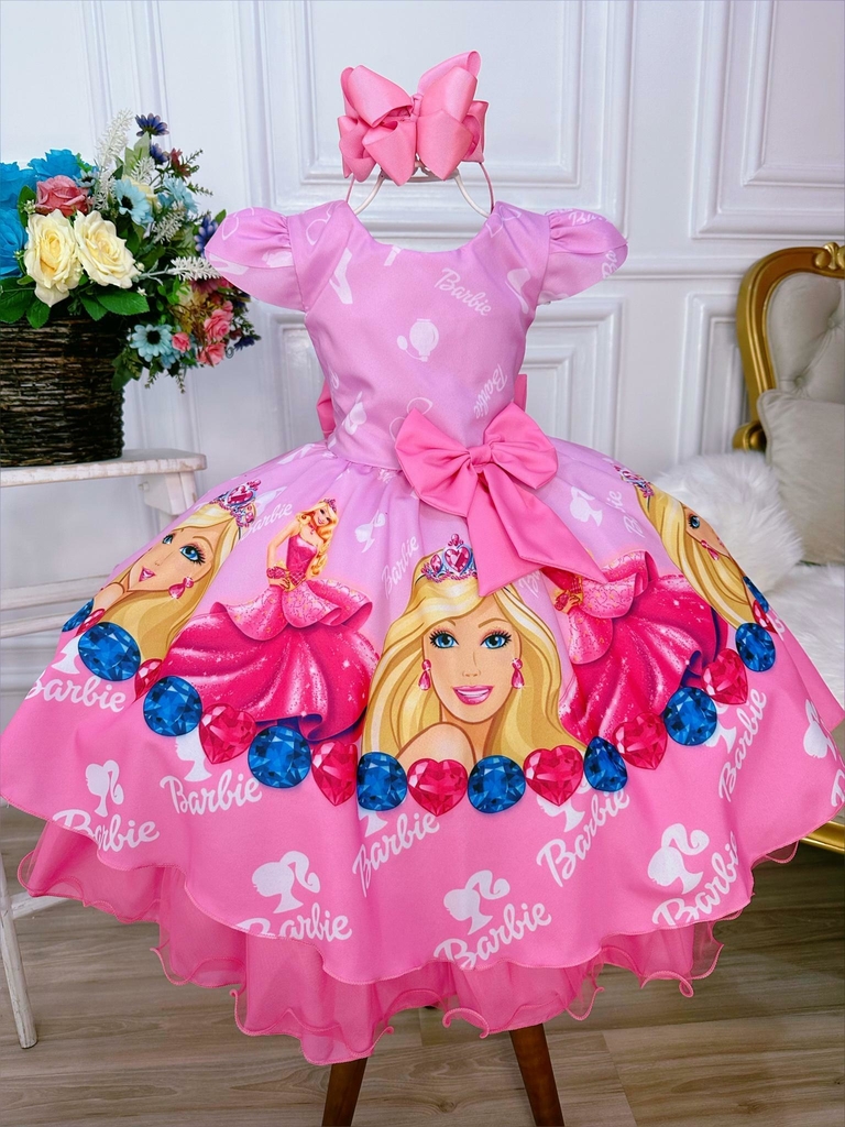 Vestido Barbie Luxo( nao acompanha laço) - DG Baby Kids - Artigos e roupas  infantis