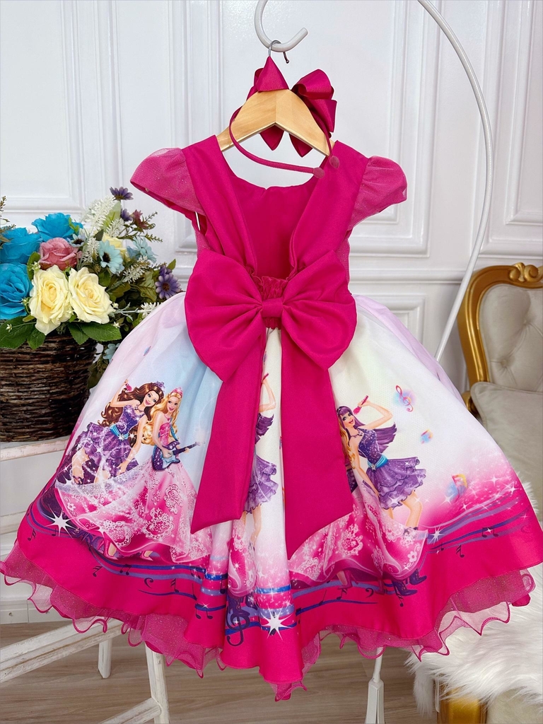 Vestido Barbie Rosa Aniversario Infantil