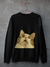 Moletom Preto Blusa de Frio Casaco de Inverno Flanelado Memes - Estampa Gatinho - Memes engraçados, hype,  sticker gato assustado, impressionado, meme br - Tamanhos P,M,G,GG - Lacraste Oficial