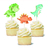 Toppers cupcakes Dinos Acuarela x 6