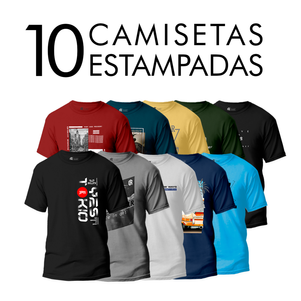 Kit 10 Camisetas Camisas Masculinas Atacado Revenda Gola Redonda Algodão  Fio 30.1 Premium