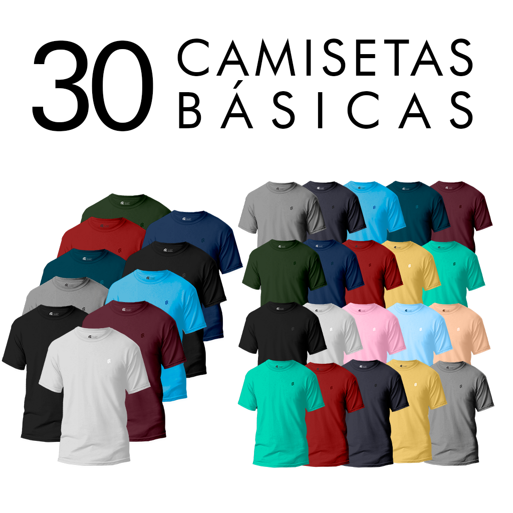 Kit 30 Camisetas Masculinas Básicas Atacado Revenda Premium