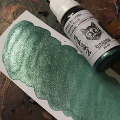 Aquarela fluida na cor Alecrim (verde escuro metalizado) - tinta de linha profissional - comprar online