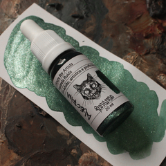 Aquarela fluida na cor Alecrim (verde escuro metalizado) - tinta de linha profissional