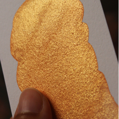 Cajá - aquarela fluida na cor laranja metalizado com brilho dourado na internet