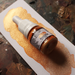 Cajá - aquarela fluida na cor laranja metalizado com brilho dourado