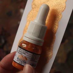 Cajá - aquarela fluida na cor laranja metalizado com brilho dourado - Pestilento Art
