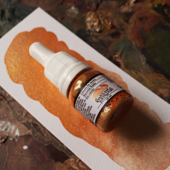 Cajá - aquarela fluida na cor laranja metalizado com brilho dourado - comprar online