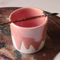Copo para pintura em porcelana e lustro com mancha na cor rosa - comprar online
