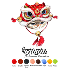 Kit de 3 aquarelas gansai especiais ano do dragão - edição comemorativa do ano novo chinês - comprar online