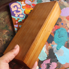 Estojo em madeira na cor mogno, para armazenar pastilhas de tinta aquarela (estojo vazio) - comprar online