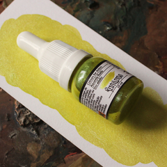 Jambú - aquarela fluida na cor verde limão metalizada - Pestilento Art