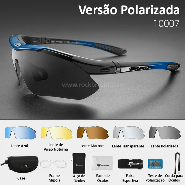 Óculos de sol polarizados esportivos com 5 lentes de proteção Rockb