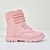 Coturno rosa infantil com fecho de velcro e cadarços, ideal para meninas.