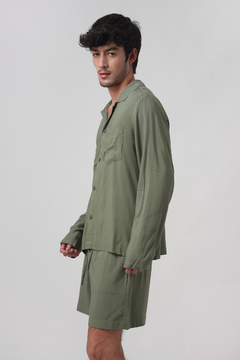 Camisa com Bolsos Bento Army Green Poplin - comprar online