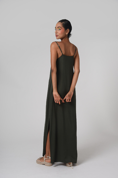 Vestido Longo de Alcinha Charlote 2 Verde Twill - comprar online