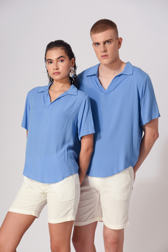 Camisa Polo Decote V Ida Marina Viscose - comprar online