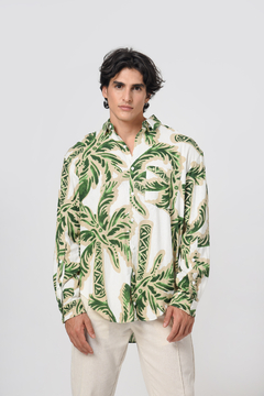 Camisa Linho Listra Ysla 2 Palm White - comprar online