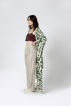 Kimono Longo Estampado Marina 2 Pincel Green Viscose - U - loja online
