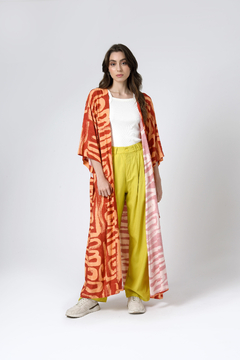Kimono Longo Estampado Marina 2 Pincel Red Viscose - U na internet