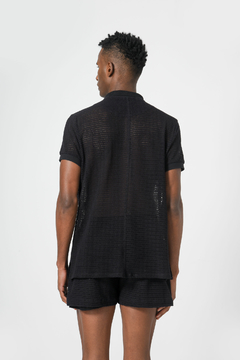 Camiseta Polo Marc Preto Crochet - BSTL | Loja Online