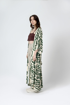 Kimono Longo Estampado Marina 2 Pincel Green Viscose - U - BSTL | Loja Online