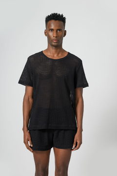 Camiseta básica crochet Oly 3 preta - loja online
