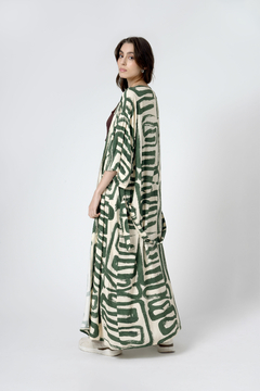 Imagem do Kimono Longo Estampado Marina 2 Pincel Green Viscose - U