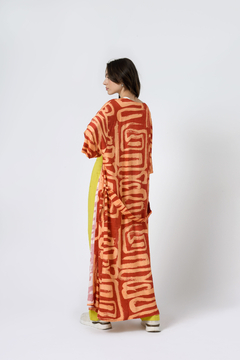 Kimono Longo Estampado Marina 2 Pincel Red Viscose - U - comprar online