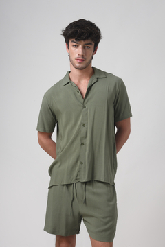 Camisa com Gola Mars 2 Army Green Poplin - comprar online