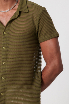 Camisa Trico em Linhas Petroni Verde Linha - comprar online