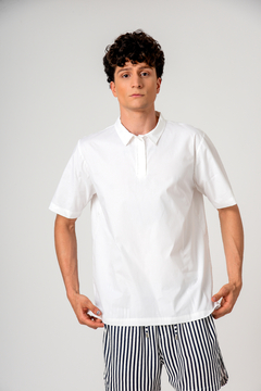 Camisa Polo Yuki Branco Tricoline - comprar online