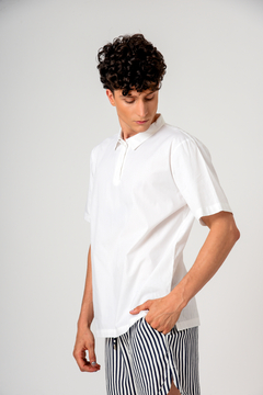 Camisa Polo Yuki Branco Tricoline na internet