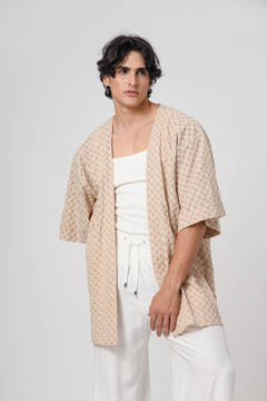 Kimono Curto Lory Areia Bordado - U