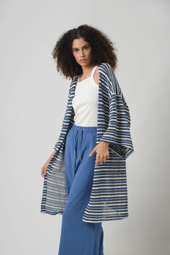 Kimono Curto Selina Azul Trico - U - comprar online