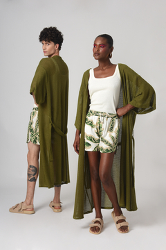 Kimono Trico Linhas Maré Verde Linha - U - loja online