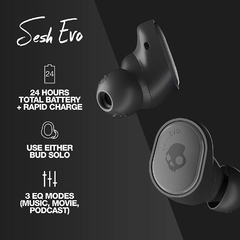 SKULLCANDY SESH EVO TRUE Negro con Microfono+Impermeables (Deportes)+Graves Profundos + 5hs de Carga en internet
