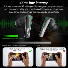 TOZO G1 WIRELESS GAMING EARBUDS Inalámbricos + Bluetooth + Extra Baja Latencia 45ms + Micrófono alta Sensibilidad + Super Cómodos + Modo Música/Gamer + 30 hs de Carga Total. - TodoAuriculares
