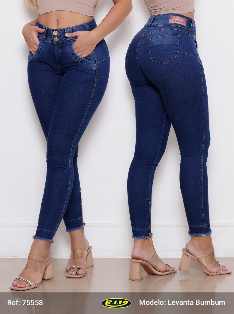 Calça jeans feminina Ri19 - Corte estilo alfaiataria coleção levanta bumbum  cód. 75558