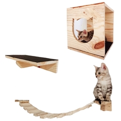 Playground para gatos ECO3, 3 peças, gatificação personalizada, verticalização para gatos