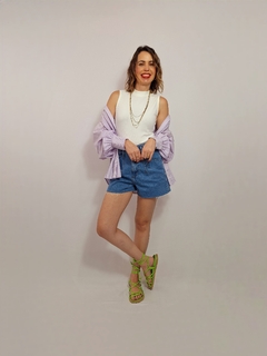 Short jeans com pregas - loja online