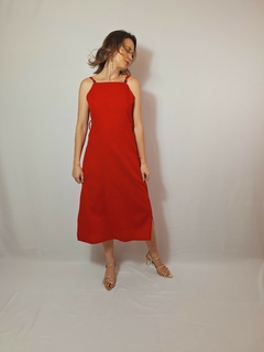 Vestido midi em linho Priscila (vermelho)