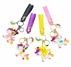 Llaveros Personajes en Unicornio Minnie Pikachu Daisy Kitty Silicon