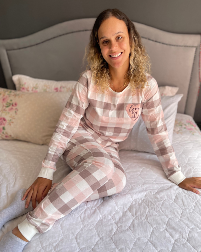 Pijama Americano Longo Xadrez Rosa