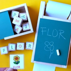 Caja pizarra con cubos letras ABC - comprar online