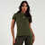 CAMISETA FEMININA LONGLINE VERDE MILITAR na internet