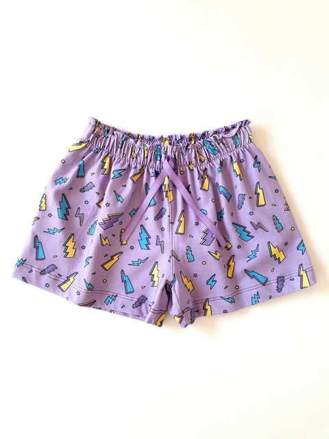 SHORT ANCHO RAYOS LILA